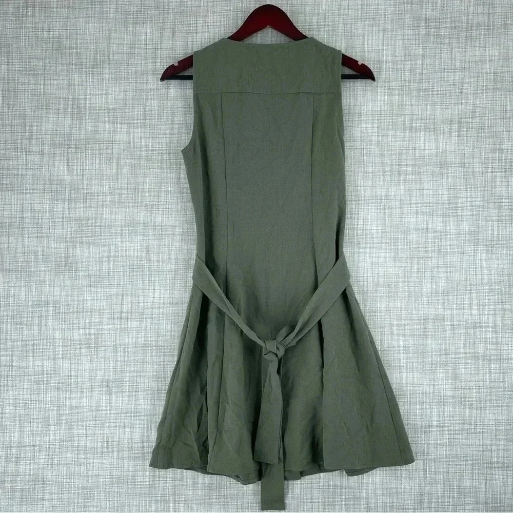 Everly Womens Size 2 fit flare button down green dress 2846 - Picture 2 of 8